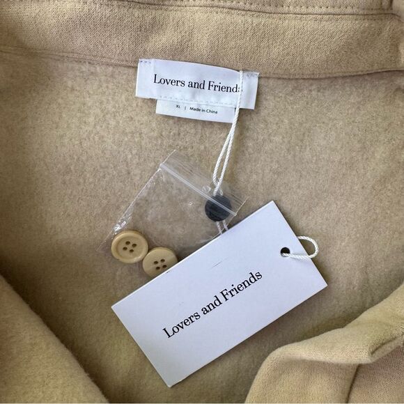 NEW Lovers + Friends x Revolve Belted Utility Fleece Jacket Beige Size XL - Picture 6 of 8